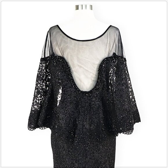 Mac Duggal Beaded Lace Cape Mermaid Train Evening Formal Dress Gown NWT New 6 - Picture 9 of 10